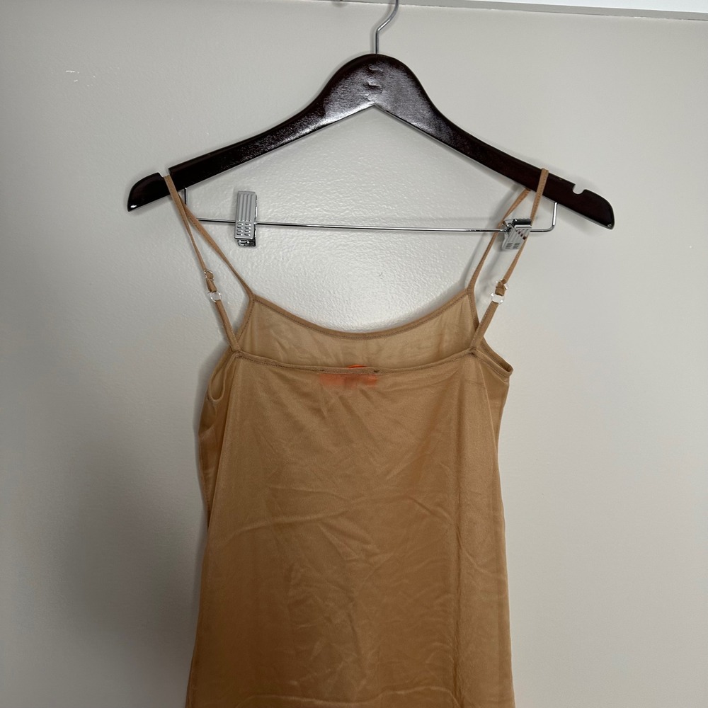Antoine‎ & Lili Women's APACHE Slip Dress Sheer Ruffle Hem Tan Size 2 - Picture 6 of 7